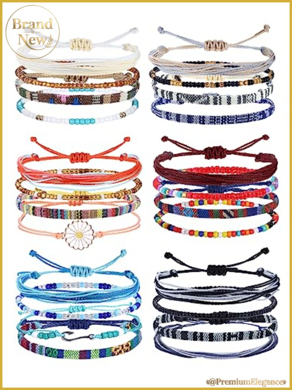 24 Pcs Boho Ankle String Bracelets for Women, Waterproof Adjustable